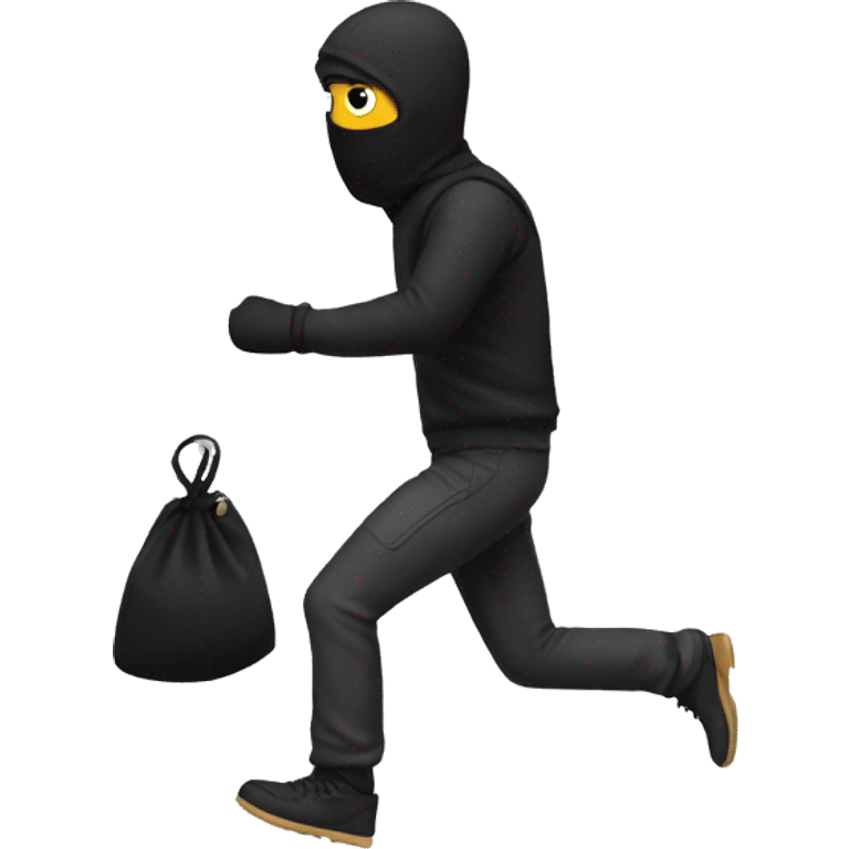 robber running to the left with a black bag emoji