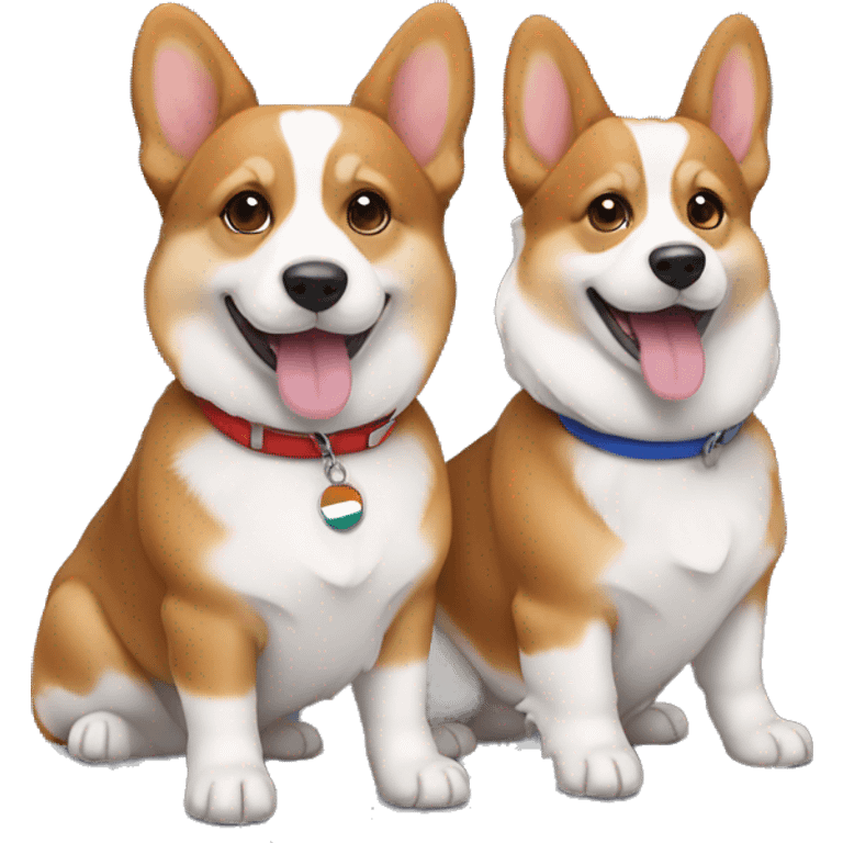 hanging tricolor and brandle corgies emoji