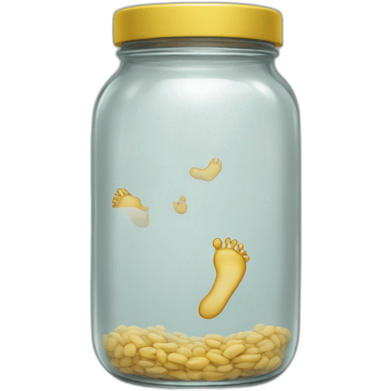 an empty glass jar +in-between human feet,-inside,-in-the-jar,-nsfw,-genitals emoji