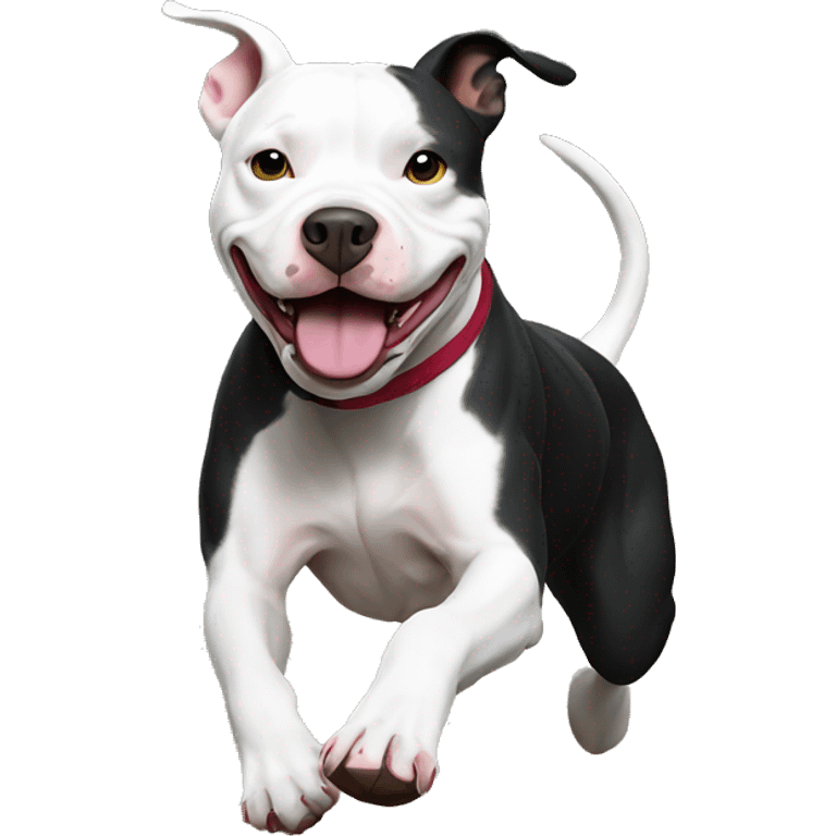 Black and white pitbull running emoji