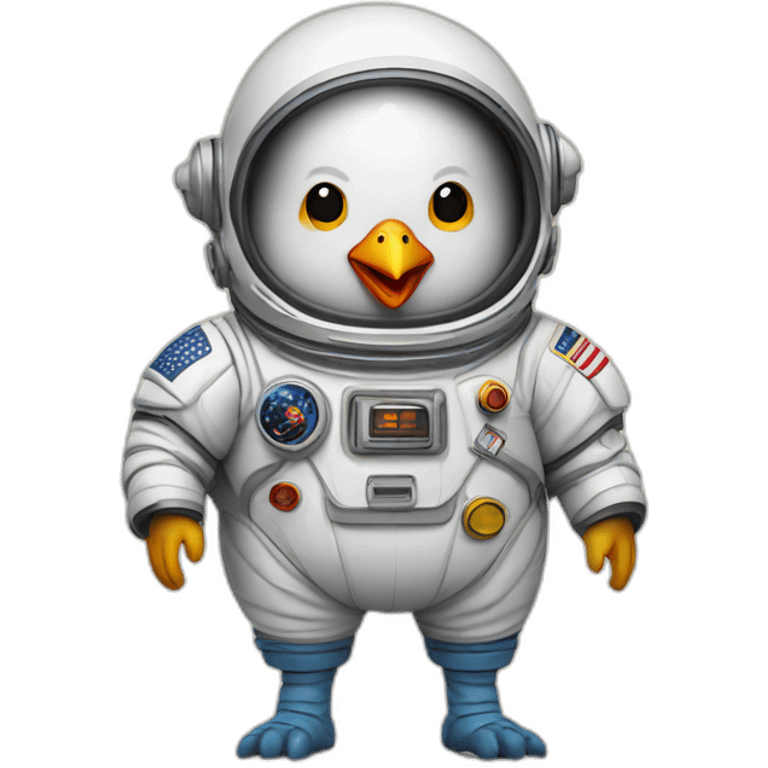 Plump chicken with astronaut outfit and fire feet emoji