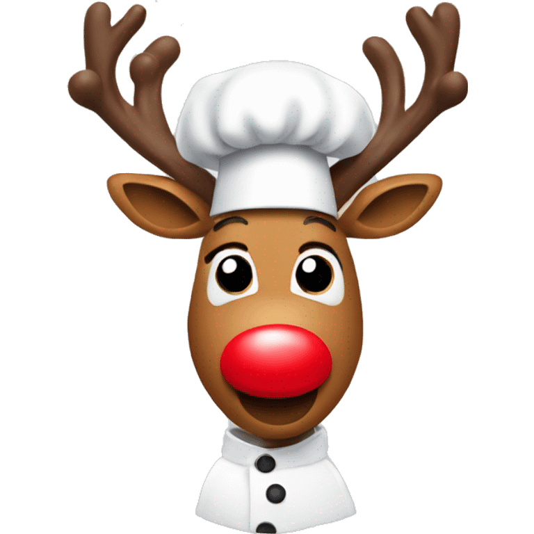 Rudolph, the red nose reindeer with a chefs hat on emoji