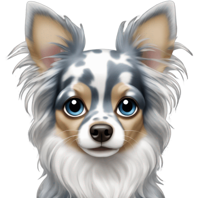 Blue merle chihuahua long hair with spotted face emoji