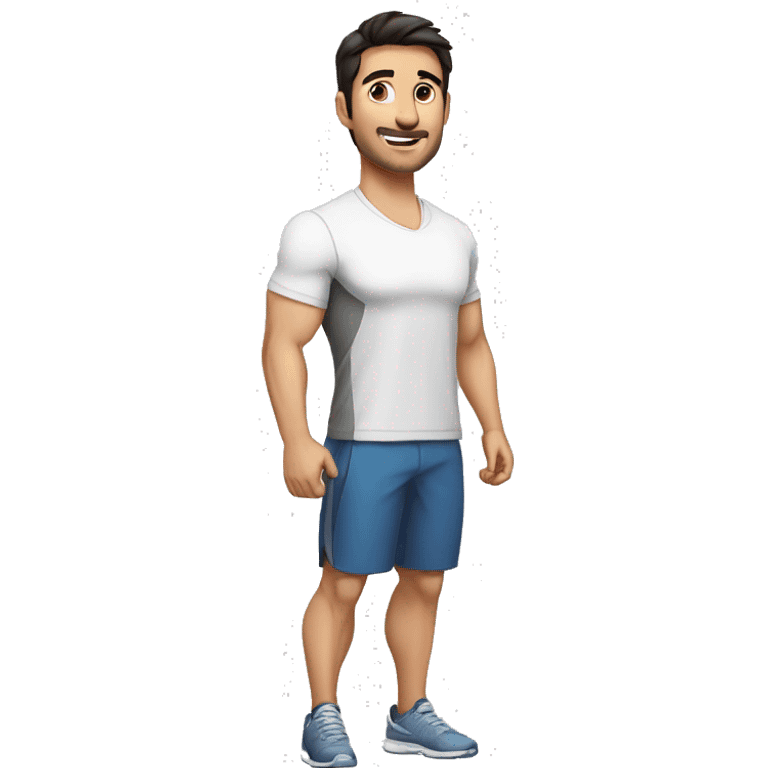 man, fitness trainer, dark hair, white shirt, nutrition specialist, portrait emoji