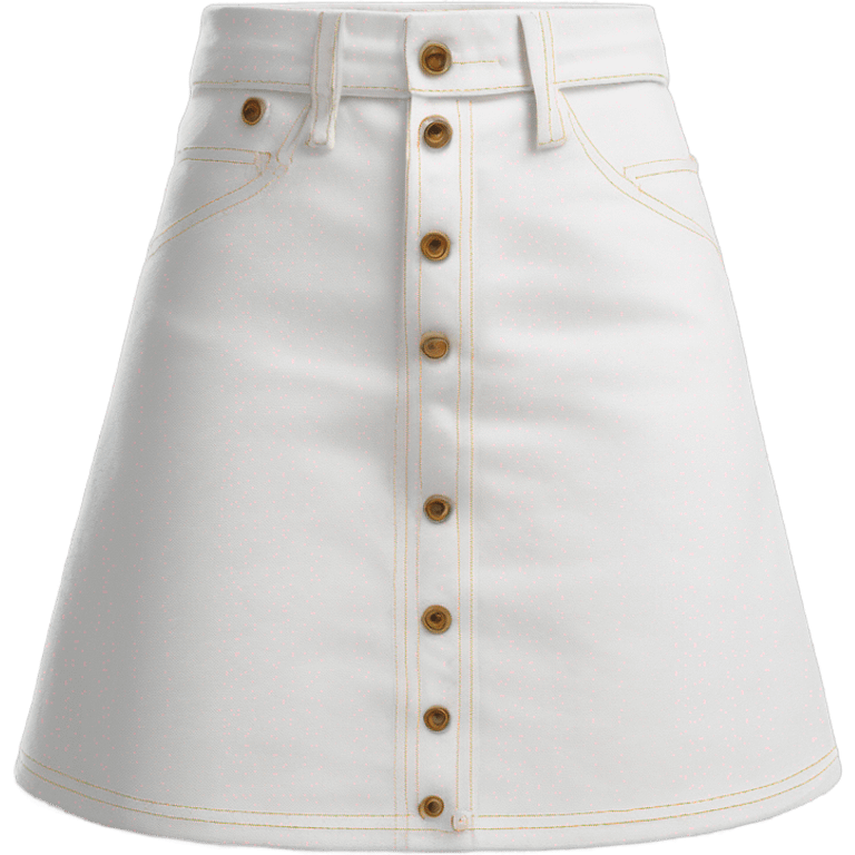 Realistic A-line high waisted white denim skirt, isolated emoji