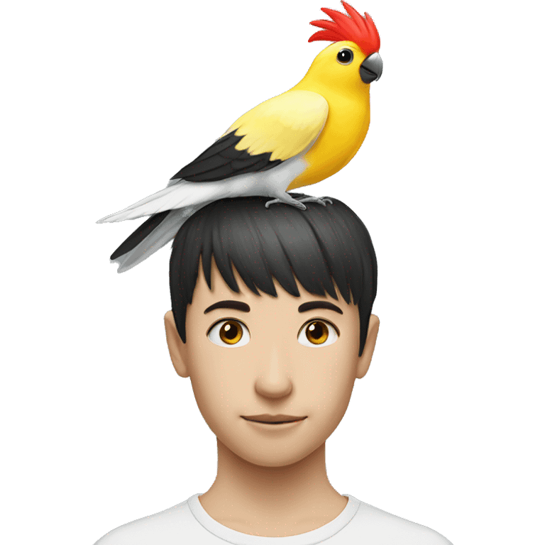 Cockatiel on persons head emoji