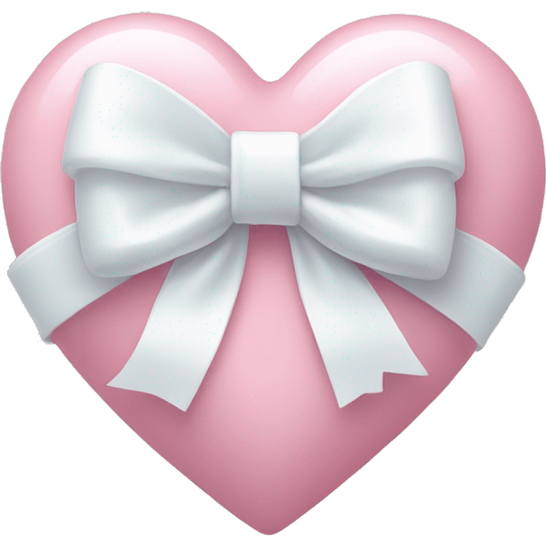 Pastel pink heart with white bow emoji