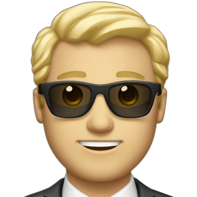 white guy in suit with blonde hair and sunglasses emoji