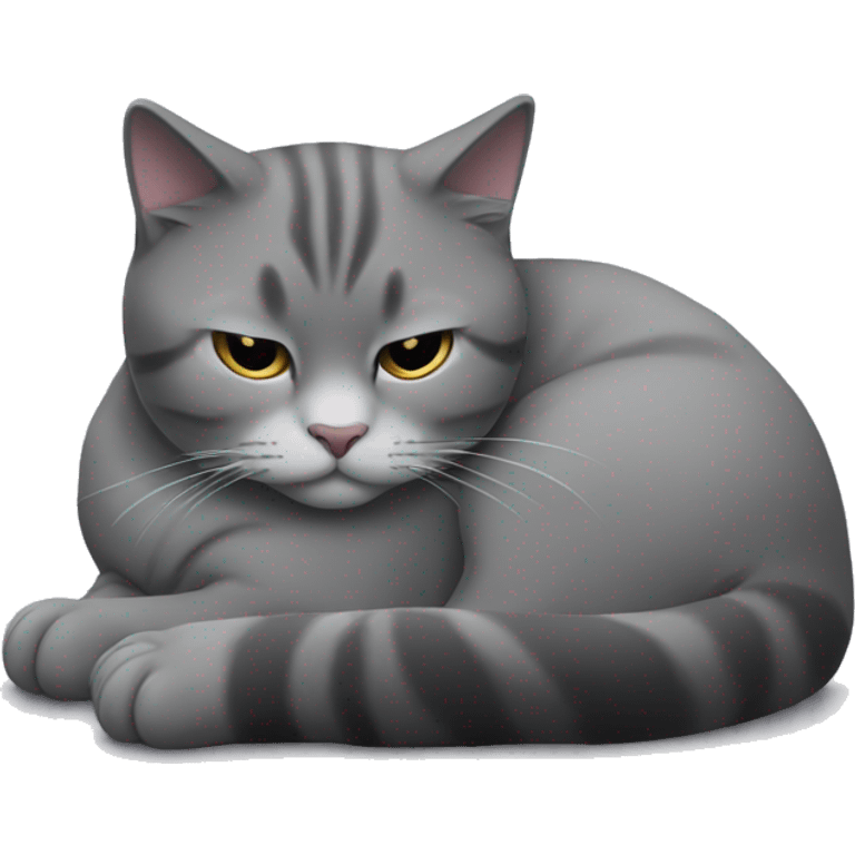 Whiskas cat soft grey black sleeping  emoji