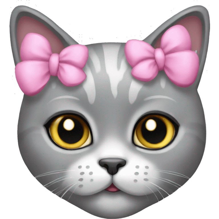 british grey girl cat with pink bow emoji