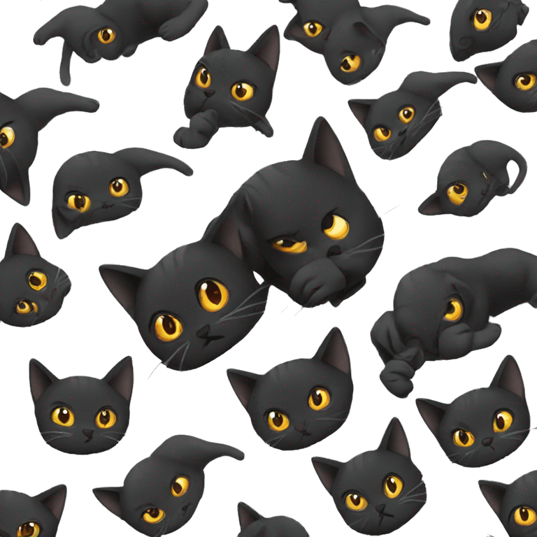 black cat, smokes a cigarette and is nervous emoji