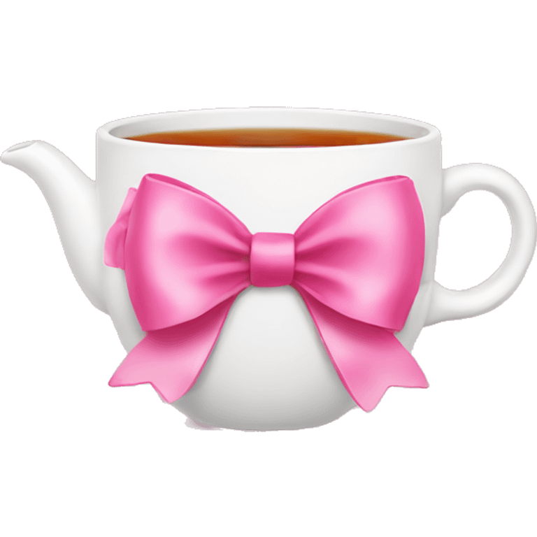 Pink bow with tea emoji