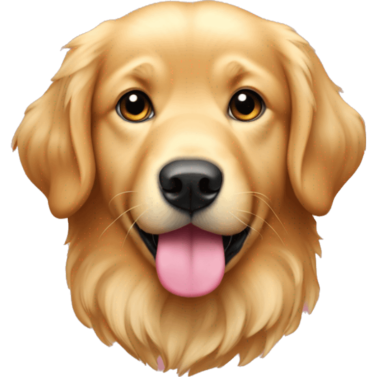 Golden retriever with a pink  ྀིྀི emoji