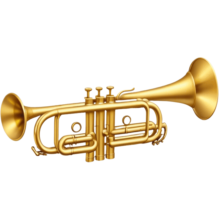 Cinematic Realistic Trumpet, rich golden brass with subtle tarnish marks, soft highlights emphasizing the intricate details, warm reflections of stage lighting bouncing off the metal, glowing with bold and triumphant energy. emoji