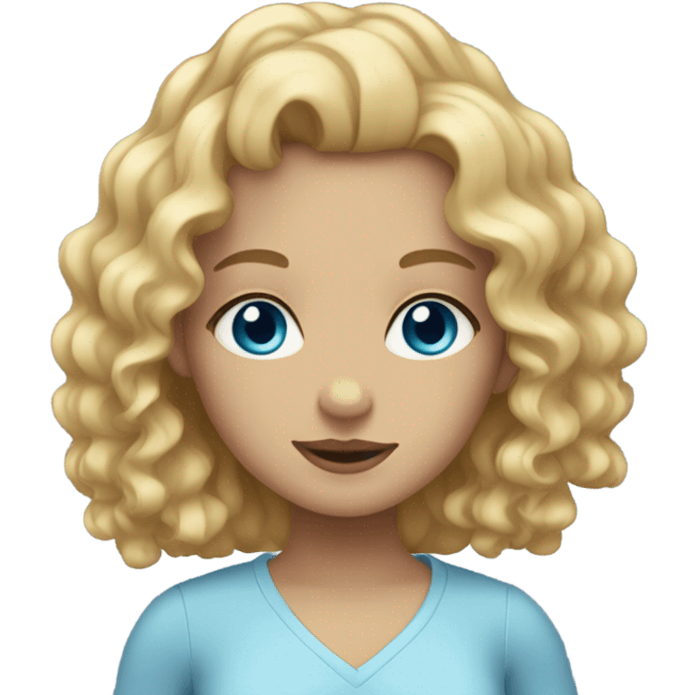 girl with curly blonde hair and blue eyes emoji