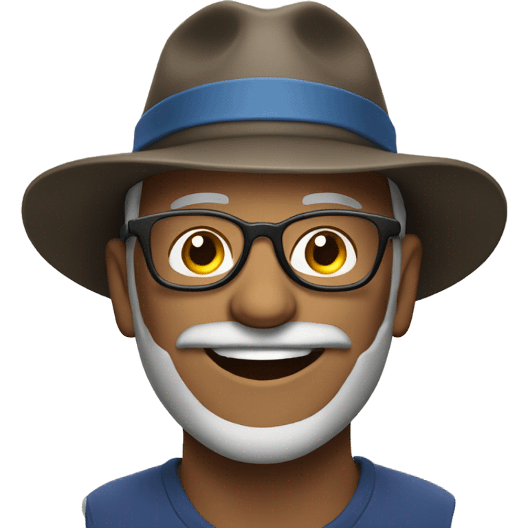 smiling Mature man with hat and beard and glasses emoji