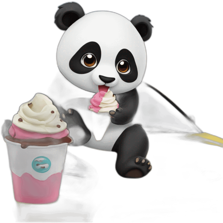 Panda eating ice cream in a Kia Sonet  emoji