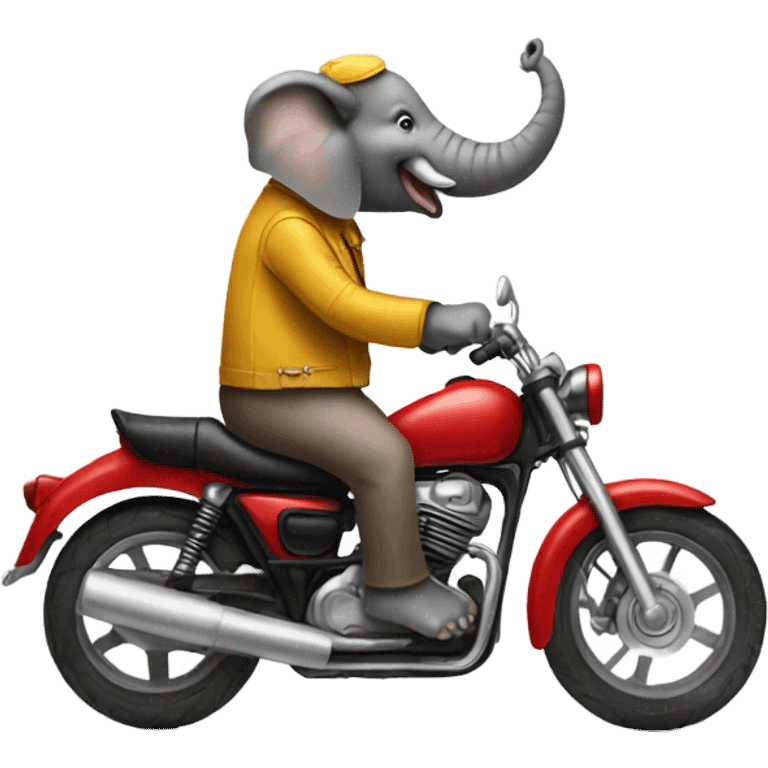 Elephant on a motorcycle background, the moon emoji