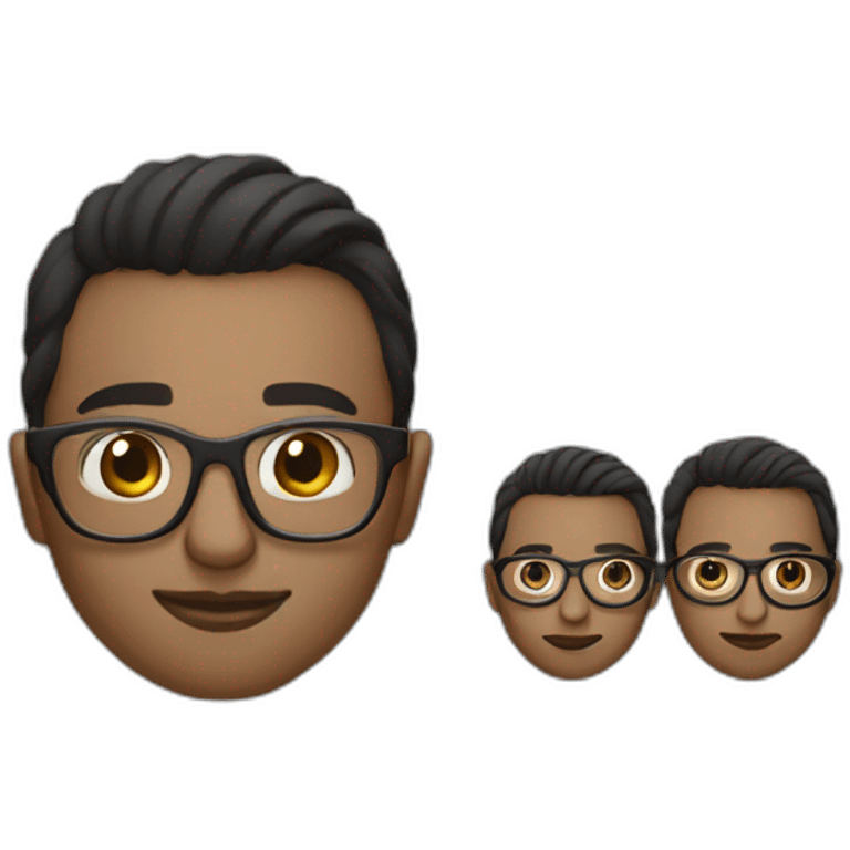 programmer in fashionable glasses. Side part hairstyle. Dark hair. emoji