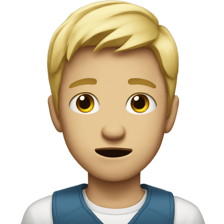 Blonde boy making Disgusted frown emoji