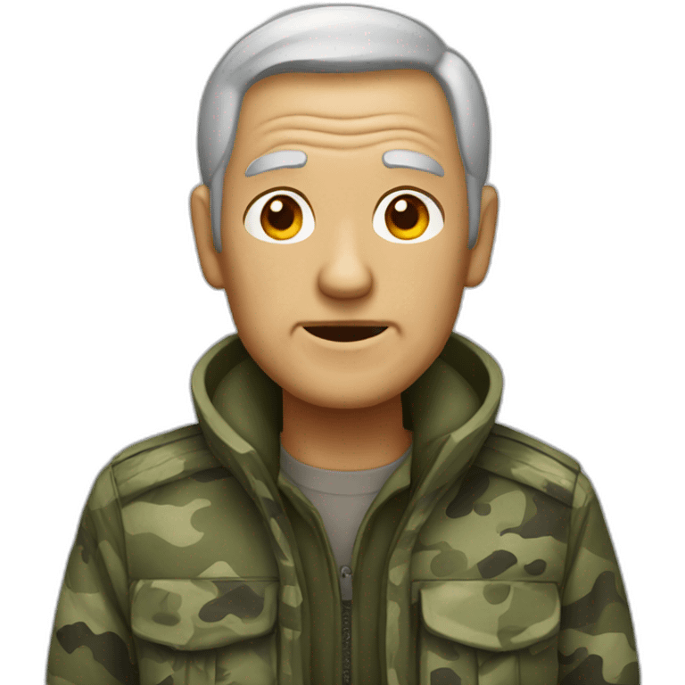 old man with gray hair dressed in camouflage emoji