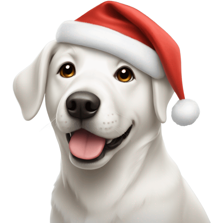 White dog wearing Santa hat  emoji