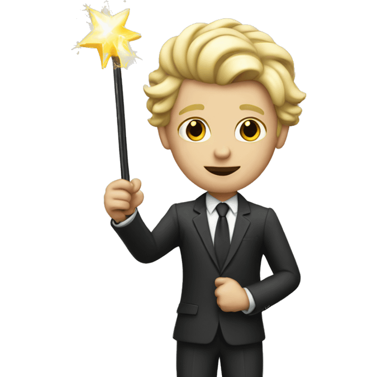 Blonde man in suit with magic wand  emoji