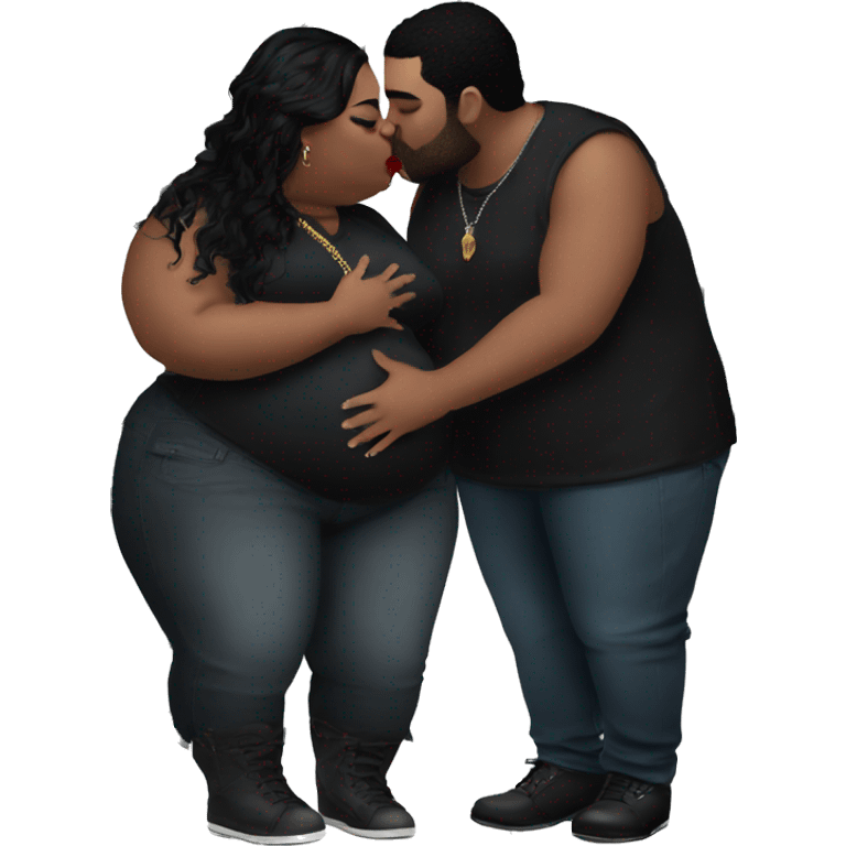 plus size women kissing, goth emoji