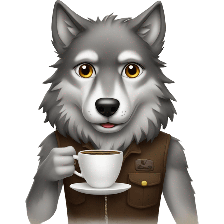 a wolf with coffe  emoji