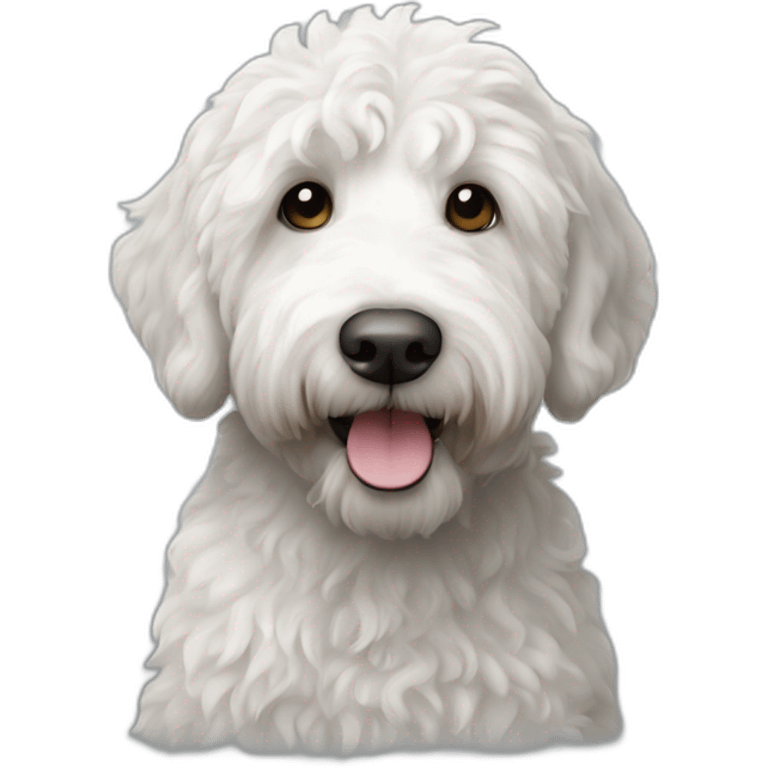 Perro labradoodle de color blanco y negro emoji