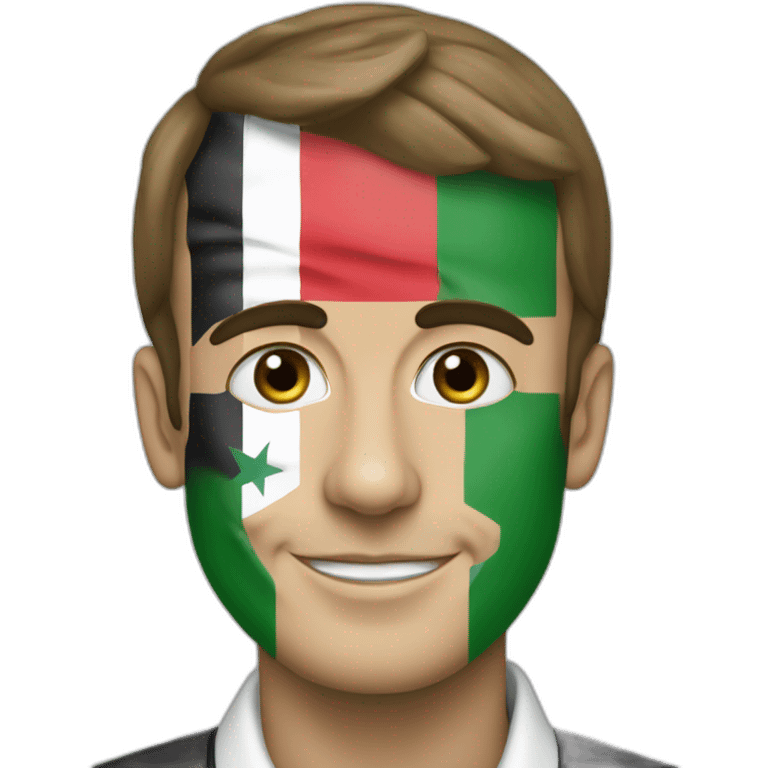 Emanuel macron with a flag of palestine emoji