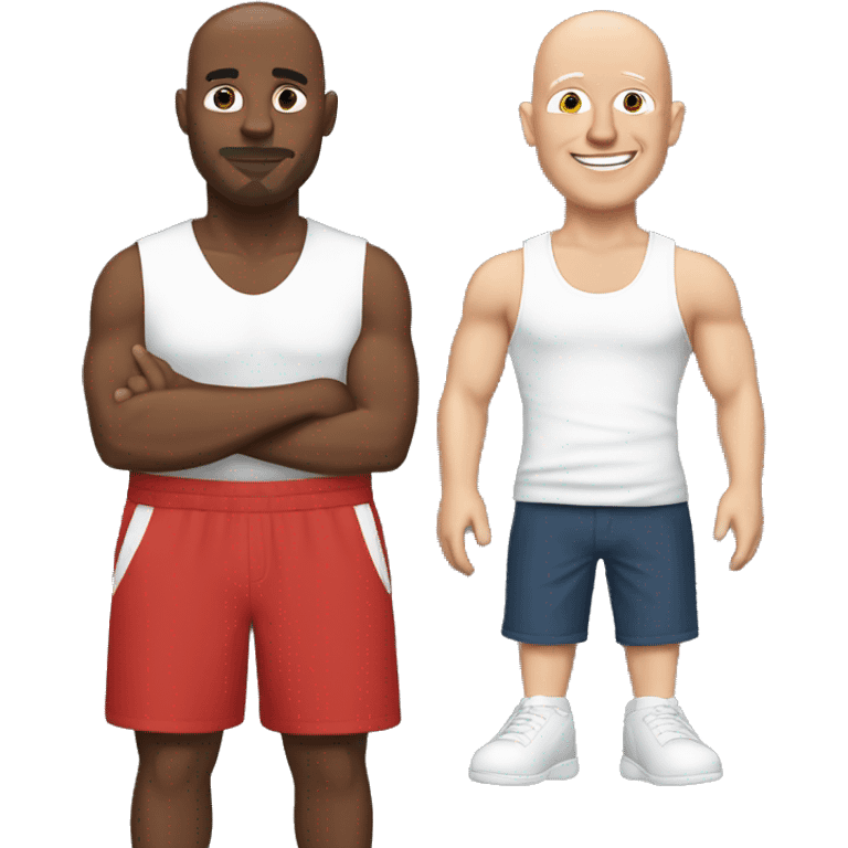 pearson with white tank top, red shorts bald head white guy emoji