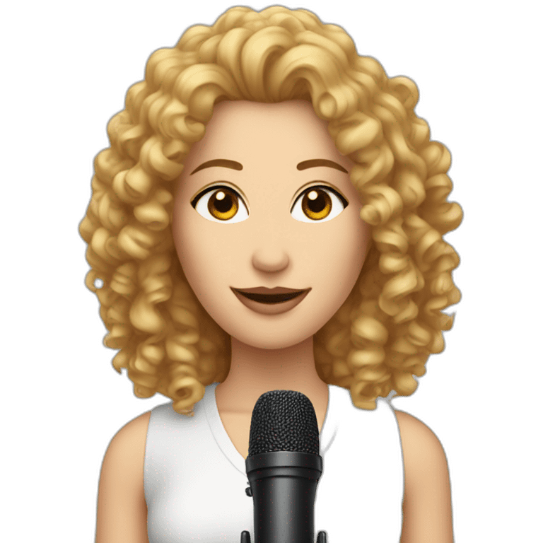 podcast host curly white woman with microphone emoji