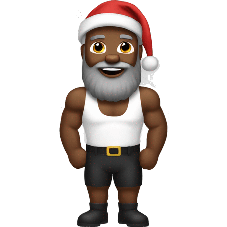 Black Santa muscles emoji