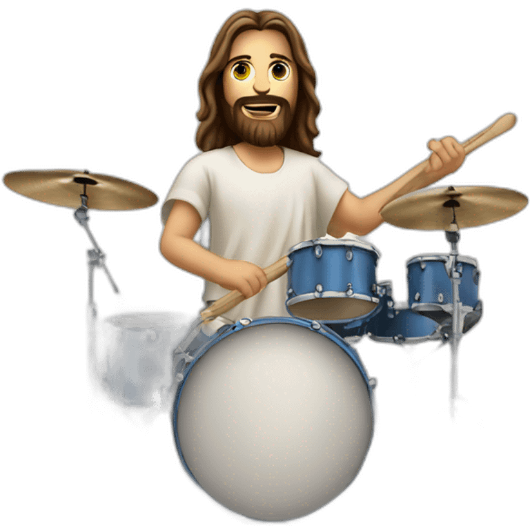 Jesus playing drums in metal band  emoji