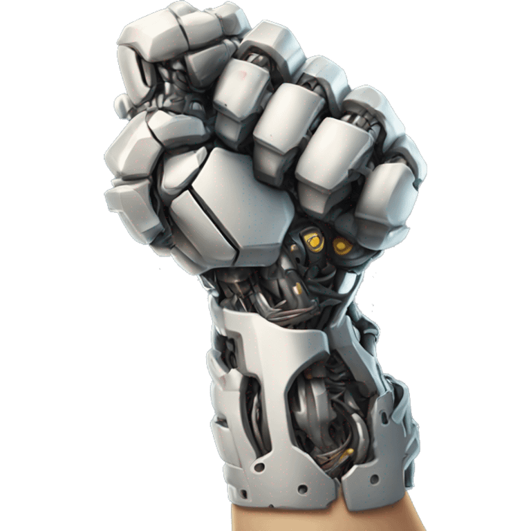 Cyborg arm only flexing bicep and shoulder with gears and shocks emoji