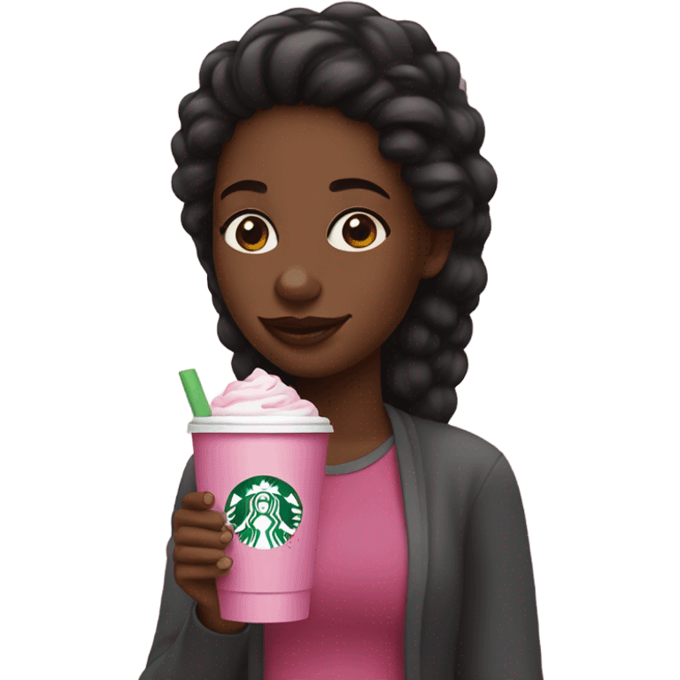 Black girl with Starbucks pink emoji