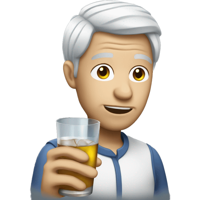 Silver hair man drinking vodka emoji