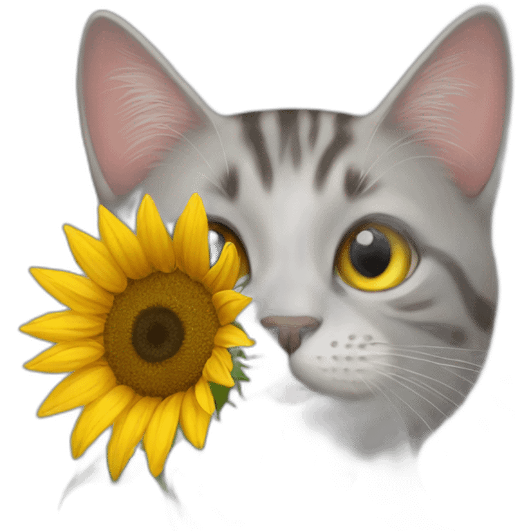 Cat holding a sunflower in its hand emoji