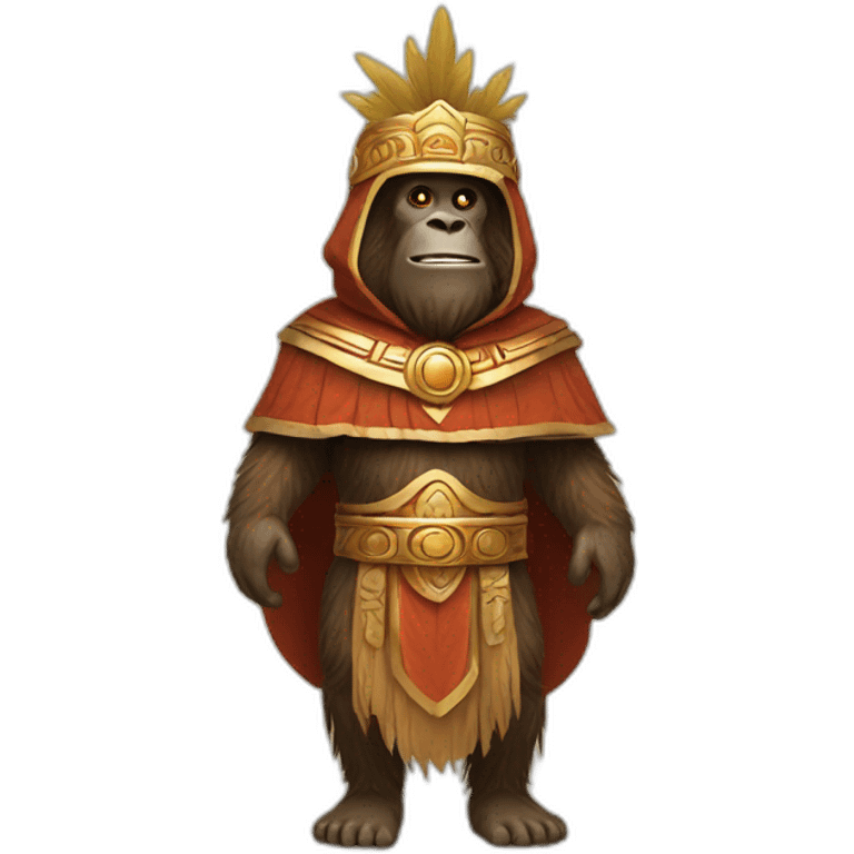 Bigfoot Wearing Ancient Incan Emperor Cloak emoji