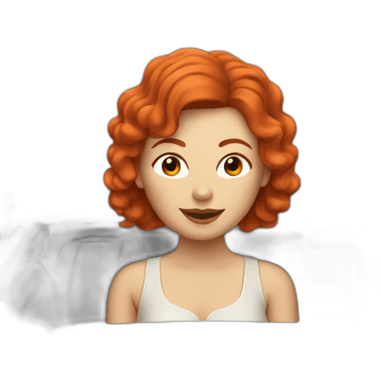 woman with red hair in a cream convertible car emoji