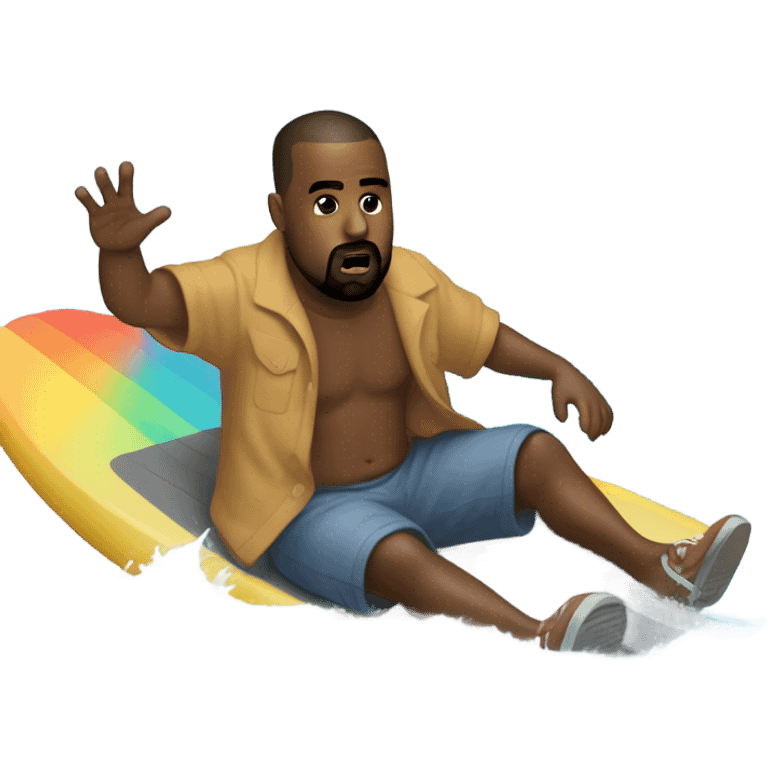 kanye west on a boogeyboard emoji