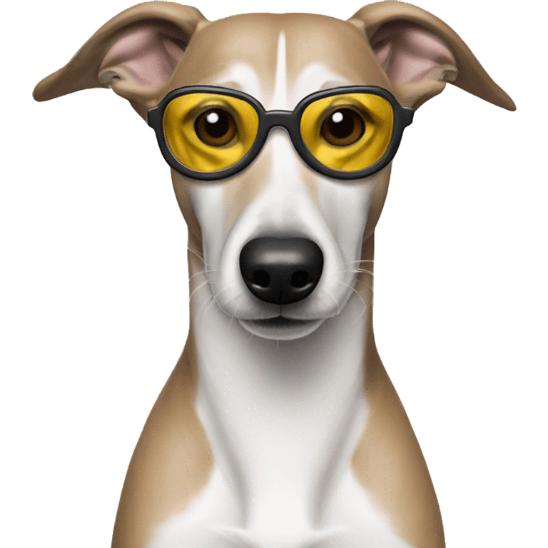 whippet dog with pilot glasses emoji