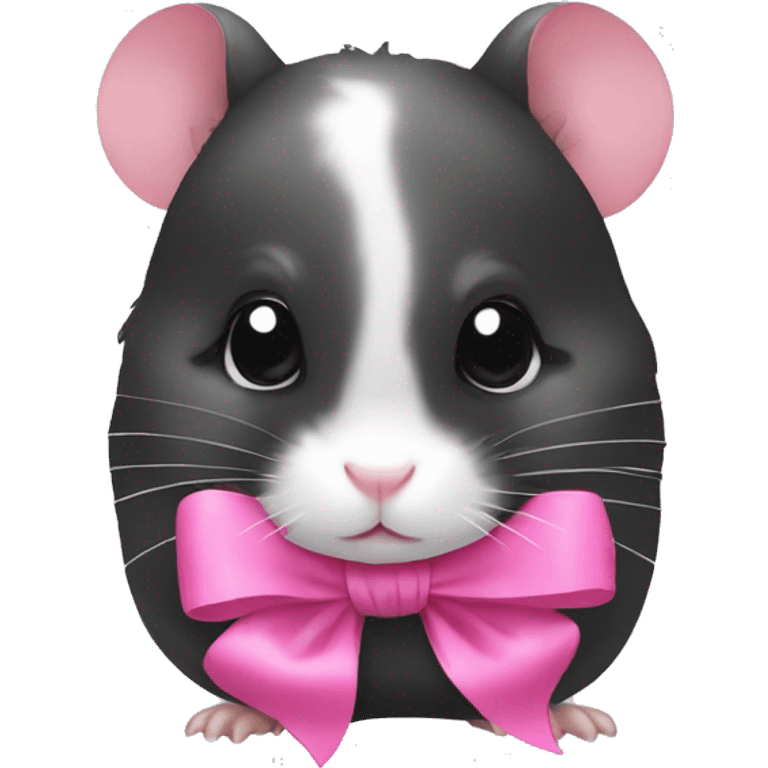 a black and white hamster with a pink bow on her head emoji