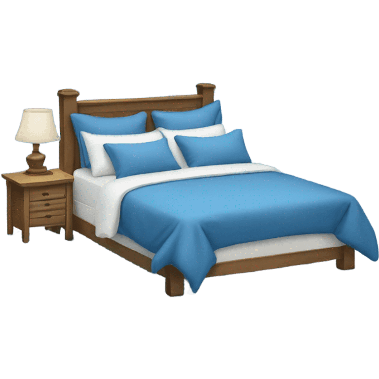 Bed with blue pillows emoji