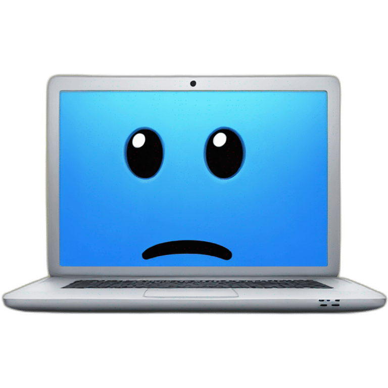 laptop with blue screen emoji