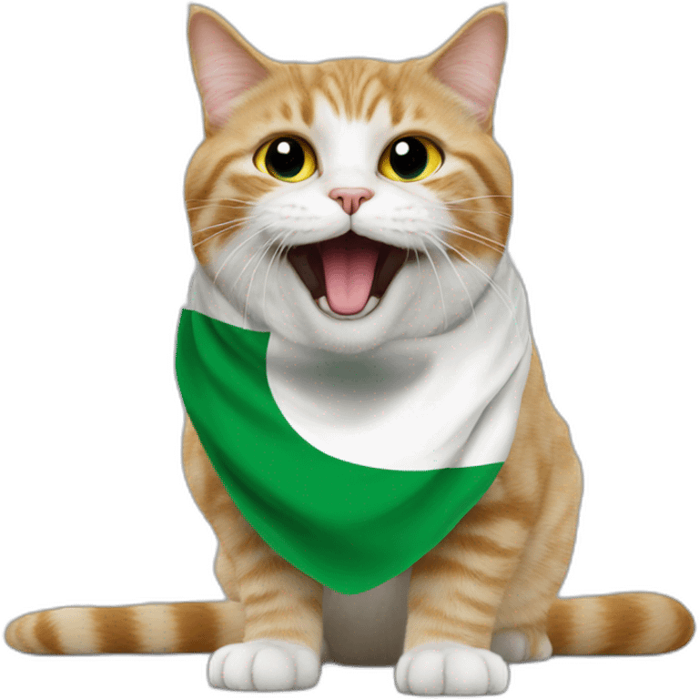 The Saudi flag is held by a cat in its mouth emoji