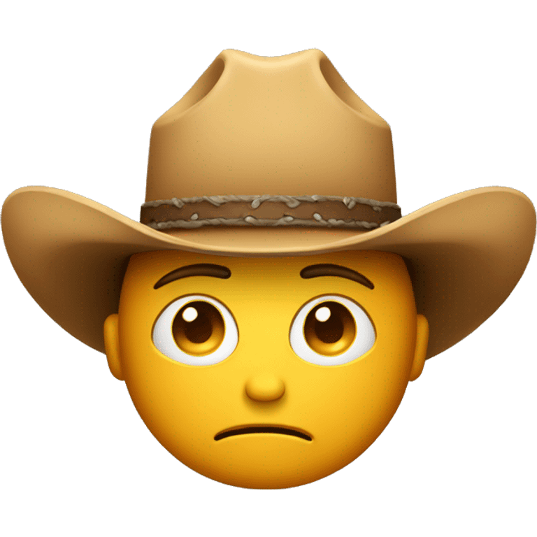 sad face emoji with cowboy hat emoji