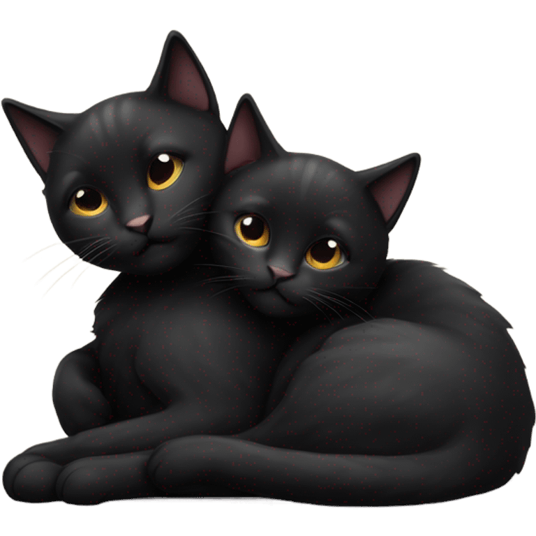 Two black cats cuddling emoji