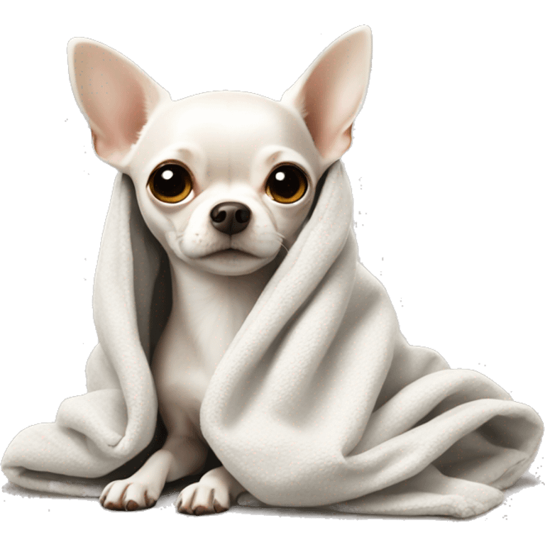 white chihuahua in a blanket emoji